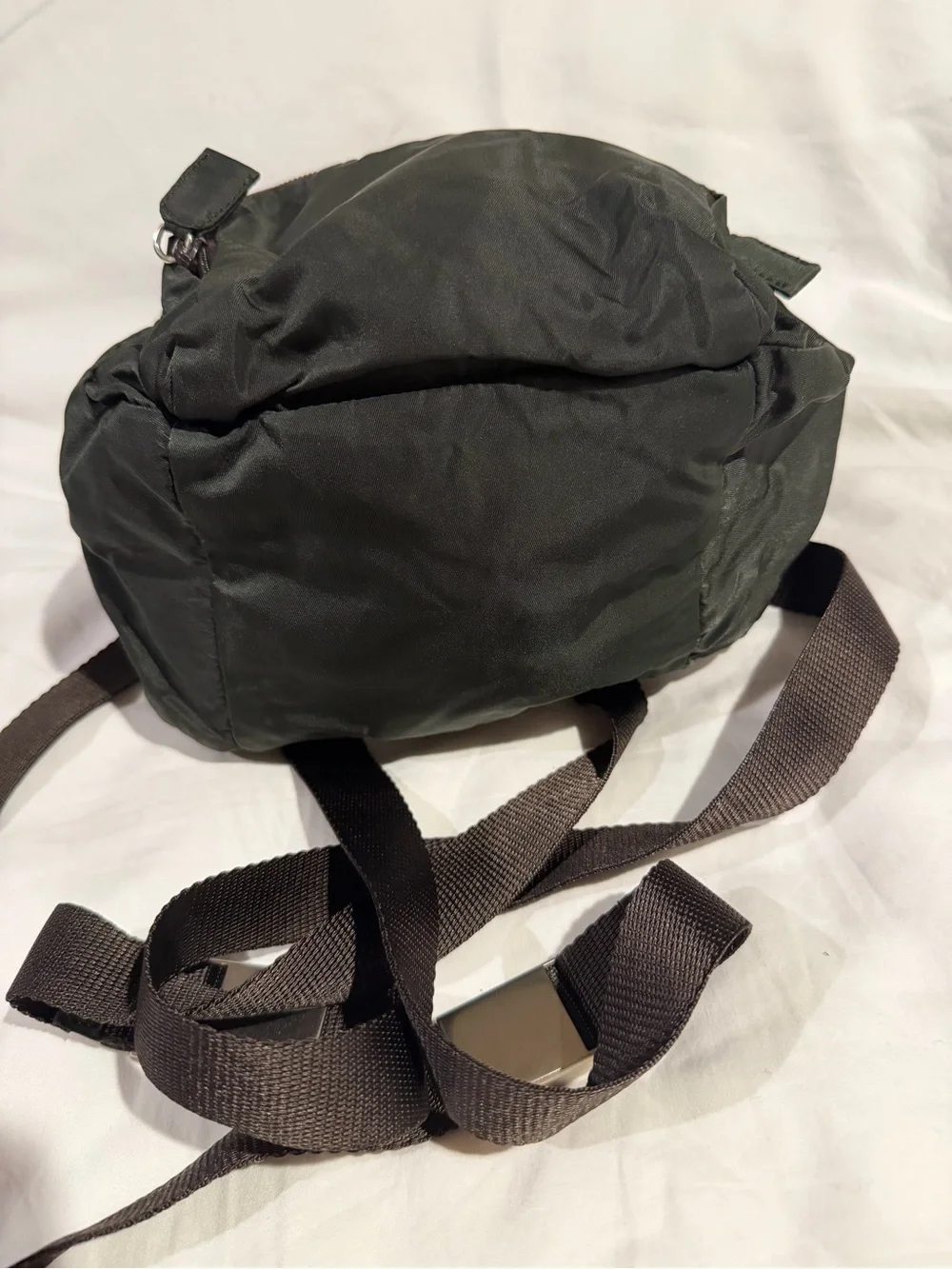 Prada Dark Green Nylon Mini Backpack Crossbody